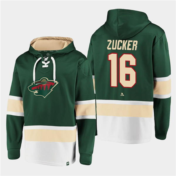 Men's Green Minnesota Wild #16 Rem Pitlick All Stitched Sweatshirt Hoodie